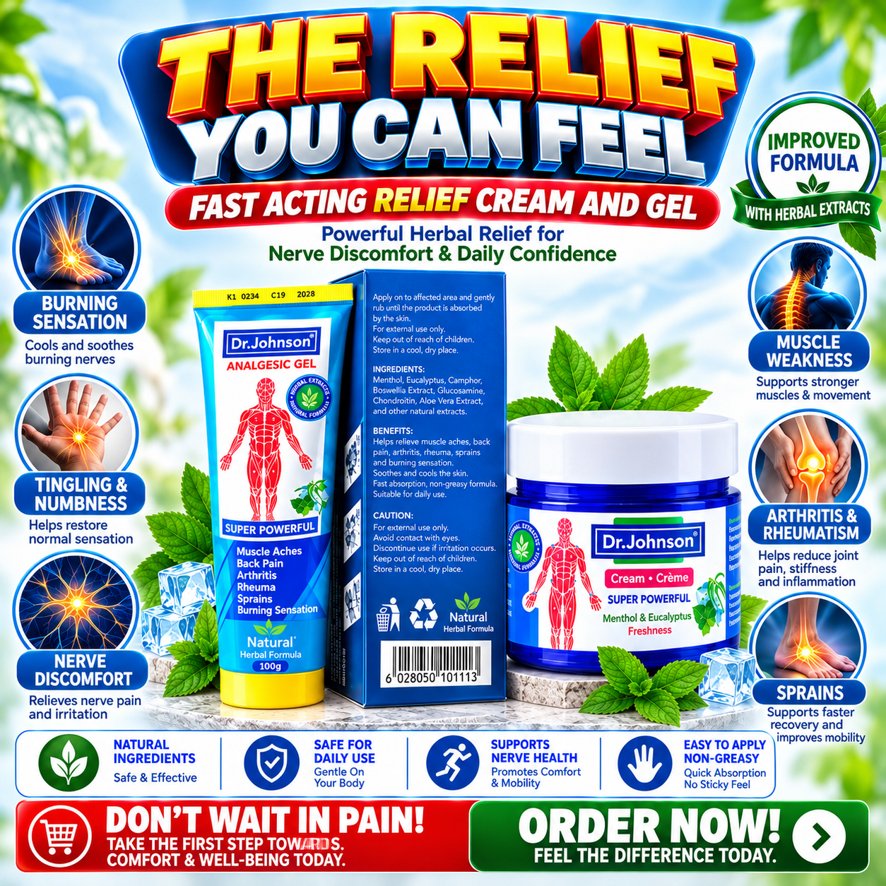 Herbal Cooling Relief Cream and Gel Poster