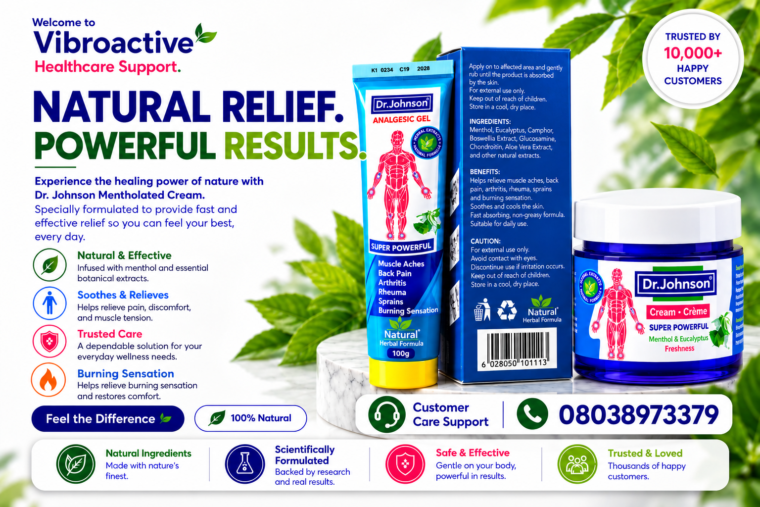 Vibroactive Natural Relief Product Banner